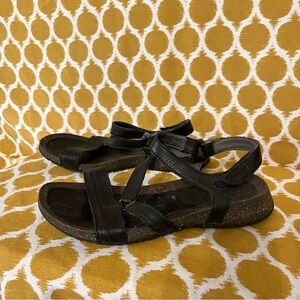 Teva Cabrillo Universal Black Leather & Cork Sling Back Sandals F20015A Size 8